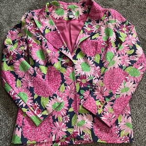 Lilly Pulitzer Vintage 90s Pink Floral Print Blazer Size 12